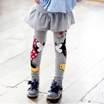 Disney Baby Girls Leggings Kids Lace Princess Skirt Pants Spring Autumn Children Cotton Trousers Cute Minnie Girl Leggings