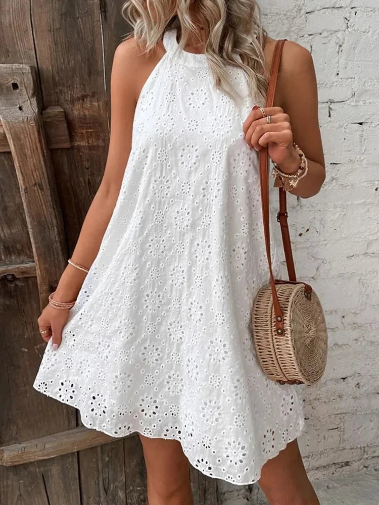 Loose Off Shoulder Mini Dress Women Summer Casual Holiday Party Beach Vestidos White Chic Elegant Office Ladies A line Dresses