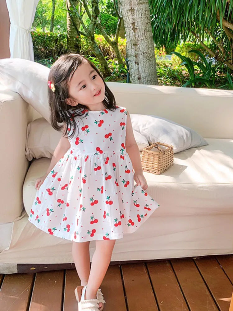 Girls Dress Summer Floral Pattern Children'S Skirt 100% Cotton Sundress Cute Comfortable Baby Beach Wear Kids Casual Clothes