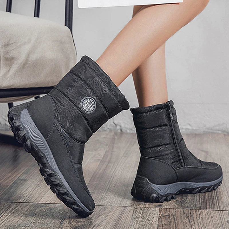 Women Boots Snow Fur Women's Boots Warm Boots Ladies Zipper Ladies Shoes Soft Casual Botas Mujer Winter Female Booties