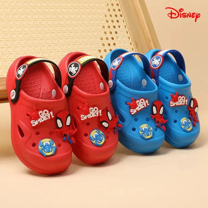 Disney Kids Slippers for Boys Summer Beach Indoor Slippers Cartoon Spiderman Home Soft Non-Slip Children Slippers Garden Shoes