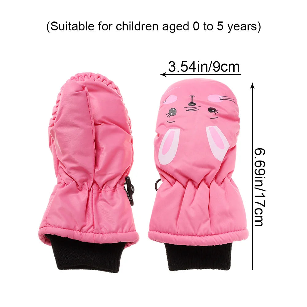 Baby Kids Gloves Winter Warm Thick Windproof Cartoon Rabbit Full Finger Mittens For Children Toddler Boys Girls 0-5 Years