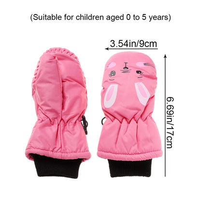 Baby Kids Gloves Winter Warm Thick Windproof Cartoon Rabbit Full Finger Mittens For Children Toddler Boys Girls 0-5 Years