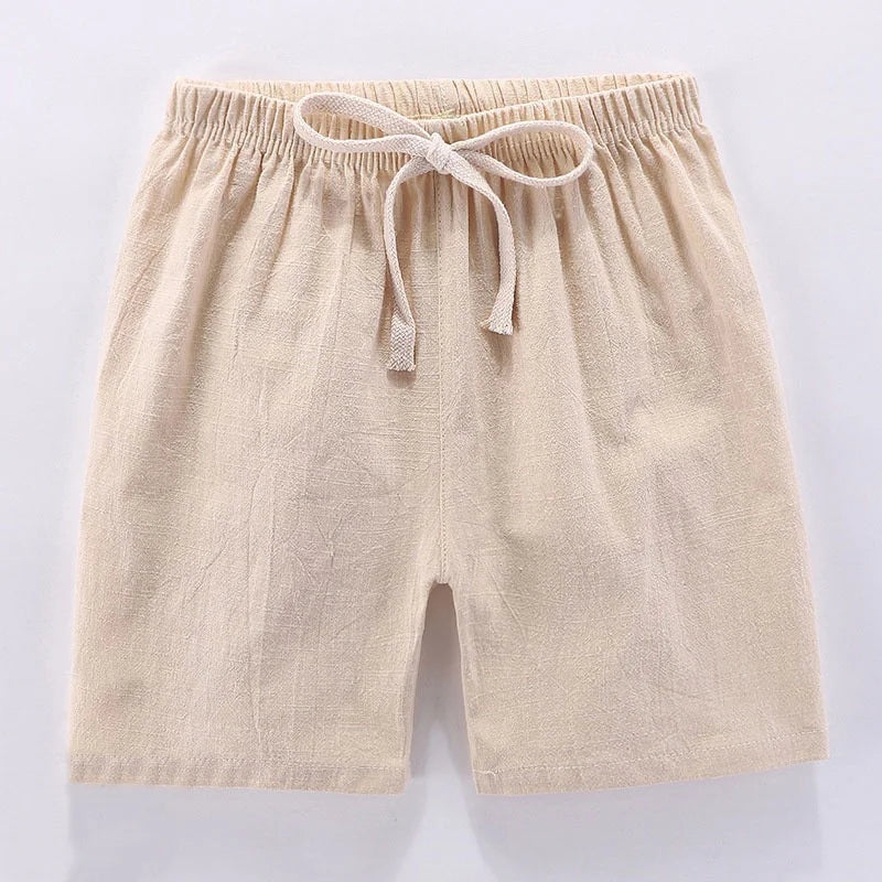 Kids Beach Shorts For Boys Girls Cotton Linen Breathable Elastic Waist Baby Short Pants Summer Thin Children's Short 2-10Years