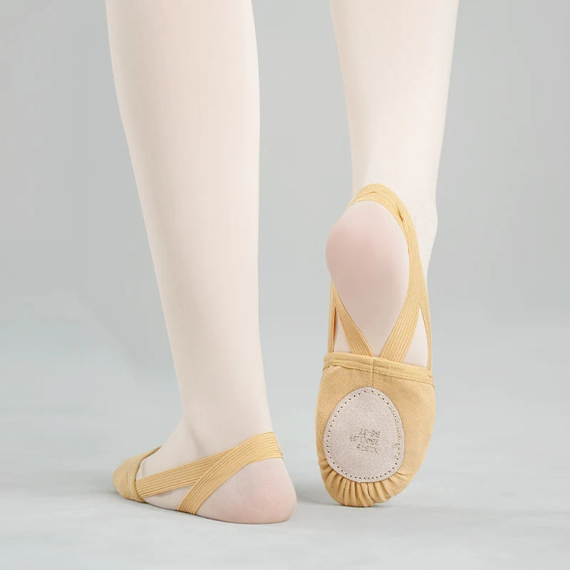 Girls Ballet Shoes Soft Soled Elastic Half Shoes Ballroom Artistic Gym Shoes Kids Women Rhythmic Gymnastics Elastic Dance Shoes