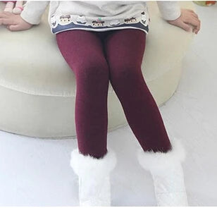 2023 New Winter Girls Warm Thick Warm Leggings Children Pants Kids Elastic Waist Colorful Plus Velvet Leggings Pants Fluff