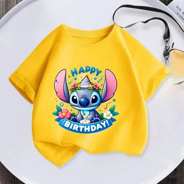 Disney Lilo Stitch Children T-Shirt Kawaii T Shirt Anime Cartoons Children Casual Clothes Tee Shirt Kid Girl Boy Fashion Y2K Top