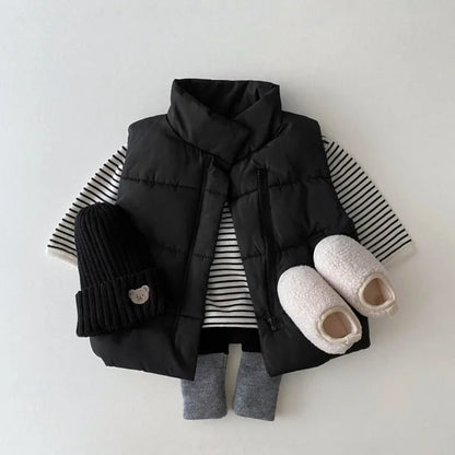 2025 Winter New Baby Sleeveless Warm Vest Infant Padded Jacket Cotton Kids Thick Casual Coat Boy Girls Turtleneck Windproof Vest