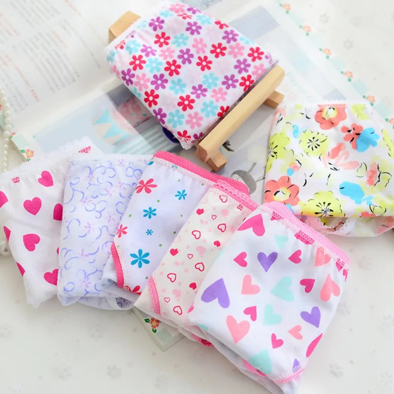 6 Pieces/Lot Children Underwear Set Color Random Cotton Baby Panties Floral Print Kids Briefs Soft Toddler Underpants for Girl