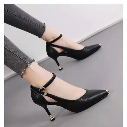 Sexy Pointed Thin High Heels Shoes for Women Autumn Fashion Hollow Bow Pumps Solid Color Birthday Party Shoes Zapato