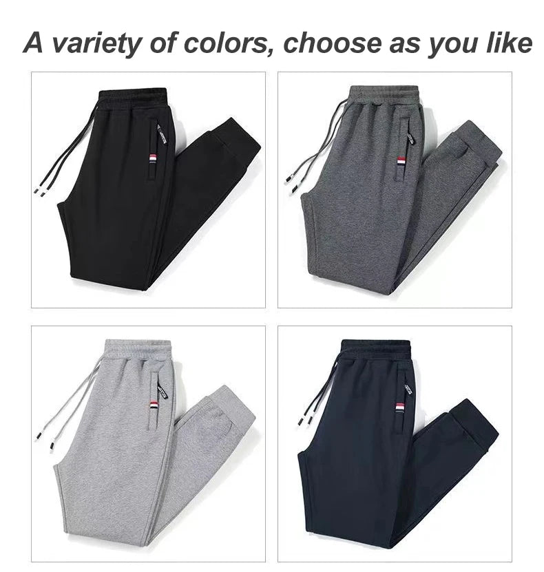 L-8XL Plus Size Casual Pants Men's Autumn Loose Straight Sports Handsome Joggers Large Size Elastic Waist Solid Color Sweatpants