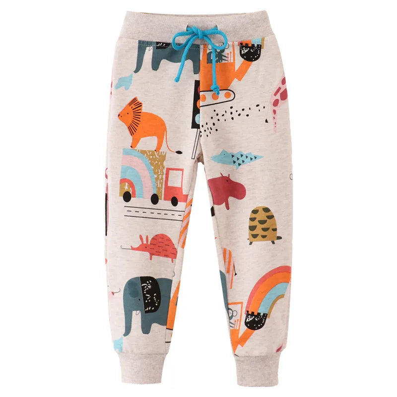 Jumping Meters Autumn Spring Children's Sweatpants For Boys Girls Animals Print Hot Selling Baby Trousers Drawstring Kids Pants