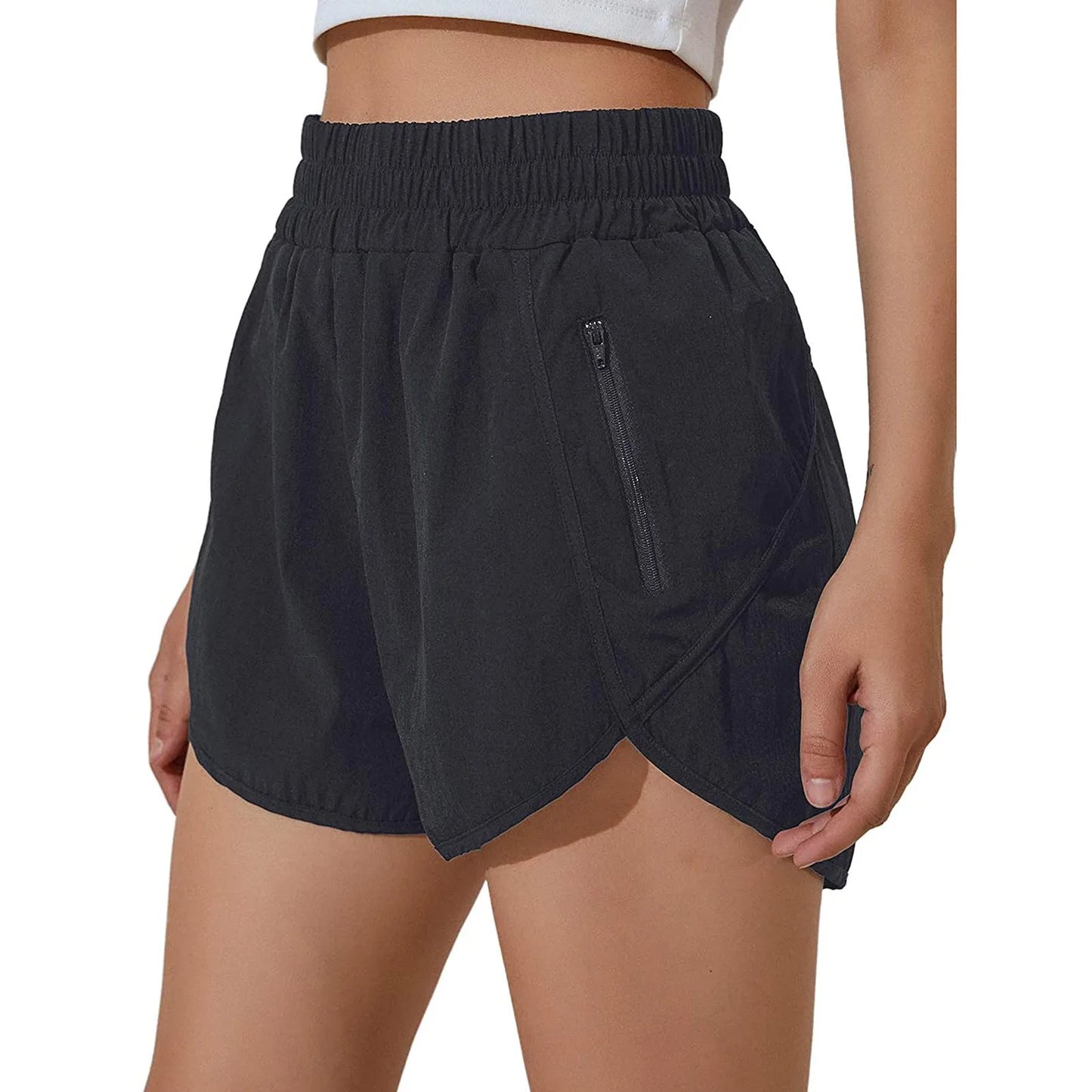 Women's Sport Yoga Shorts Run Elastic Wasit Workout Shorts With Liner Pockets Sport Yoga Shorts