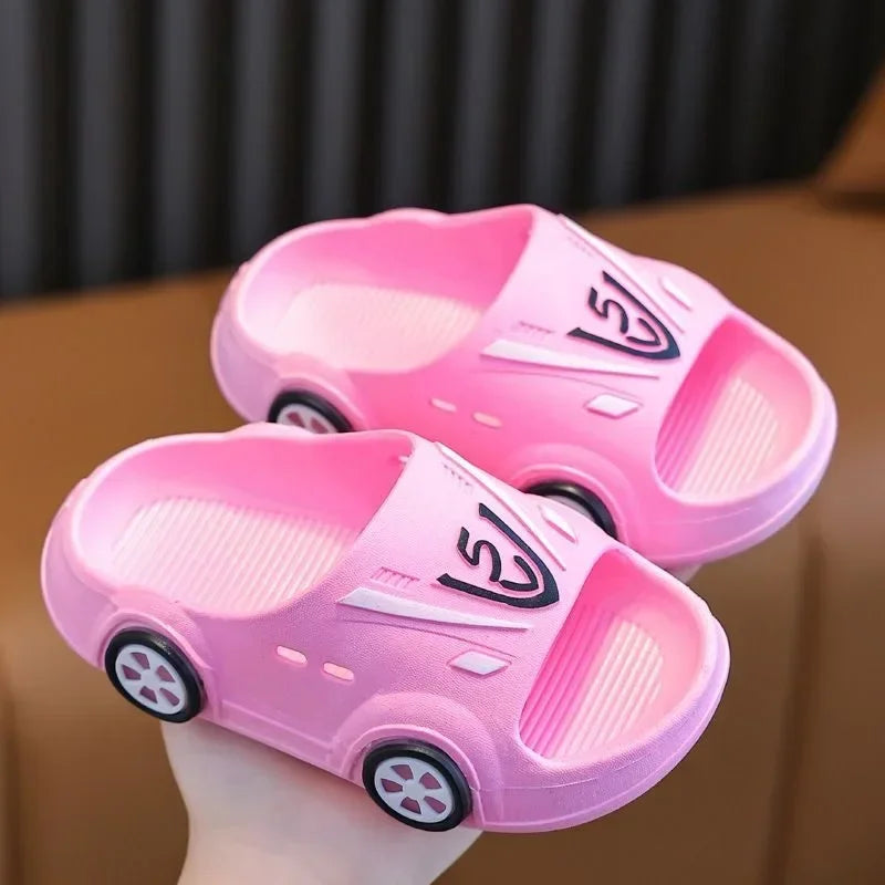 Kids Luminous Slippers Summer Indoor Cartoon Car Girls Shoes Soft Anti-slip Boy Beach Shoes Fashion Outdoor Children LED Slipper