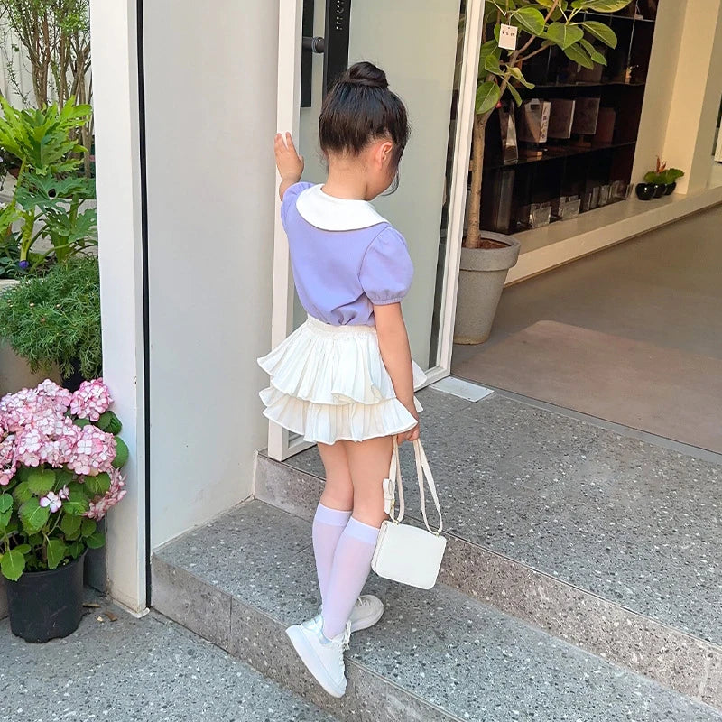 Girls' Cake Skirt Summer White Half Skirt Princess Style Children's Fluffy Short Skirt Fashionable Street Style Baby