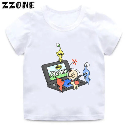 Hot Sale Video Game Pikmin 4 Print Cartoon Kids T-Shirts Cute Funny Girls Clothes Baby Boys T shirt Summer Children Tops,ooo5868