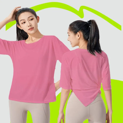 Loose Yoga Clothes Tops Short-Sleeved Running Quick-Drying Clothes T-Shirts Short Sports Fitness Clothes Women's Sport Blouses