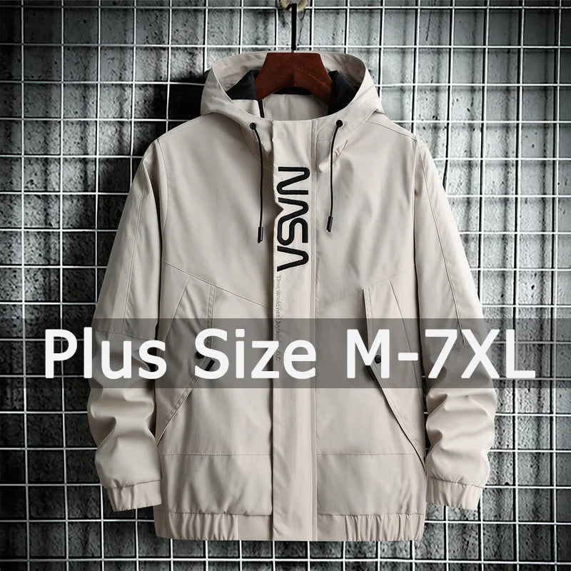 Sport Hooded Jacket for Men Plus Size 6XL 7XL Autumn Winter Fashion Coat Loose Outwear Big Size Men Clothing Chaquetas Hombre