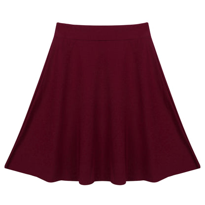 Big Girls Skater Skirt Solid Color Lightweight Stretchy Knee Length A-line Skirts Teen Kids Casual Party Costume Dance Skirt