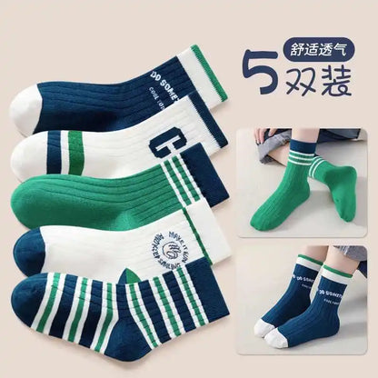 5 Pairs Children's Socks Autumn Socks Kids Boys Cotton Socks Baby Cartoon Pattern Medium Sock