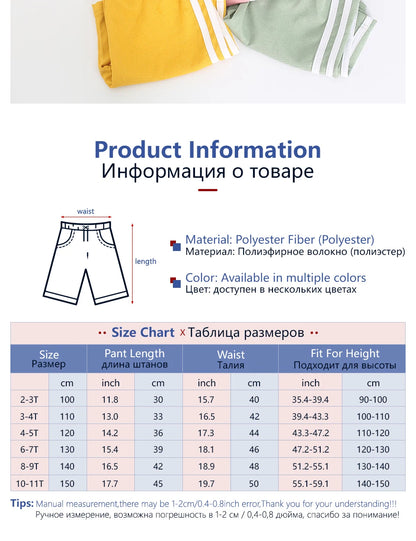 LJMOFA Girl Boy Summer Shorts Multicolor Fashion Comfortable Breathable Stripe Sport Shorts Child Casual Pants for Kids D315