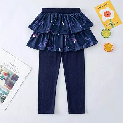 Girls' Leggings Spring and Autumn Styles Children's Fake Two-piece Pantskirt  Wearing Elastic Skirt Pants for  Girls Outside