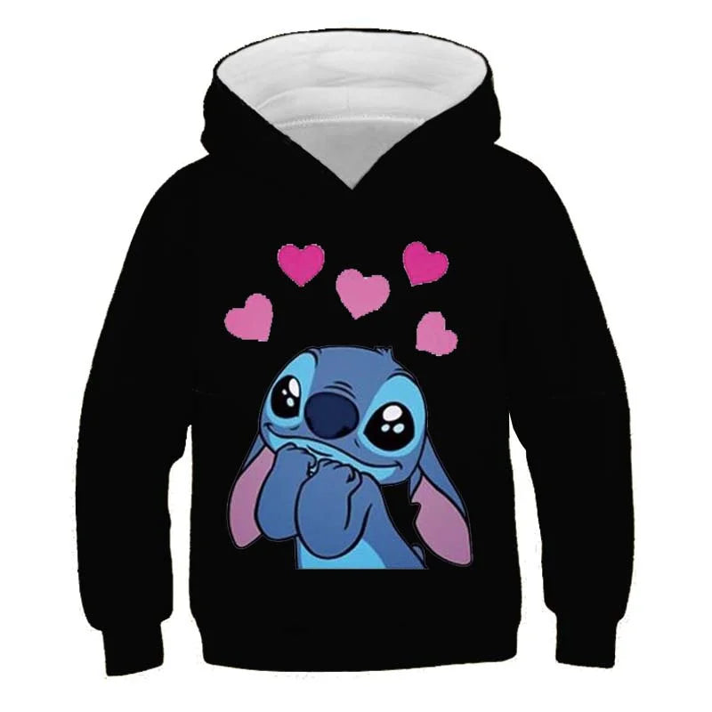 New Stitch Hoodies Girls Sweatshirt Autumn And Winter Long Sleeve Harajuku Pullovers Disney Series Stich Casual Hooded Tops