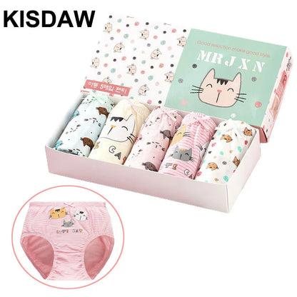 5Pcs/Set Children Underwear For Girls Cotton Soft Baby Girl Briefs Cute Cartoon Kids Triangle Underpants Exquisite Box Packaging