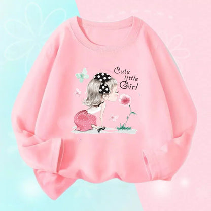 Cute Strawberry Milk Girls Graphic t shirts Juice Kids Cartoon Long Sleeve T-shirt Children’s lollipop Printed Clothes