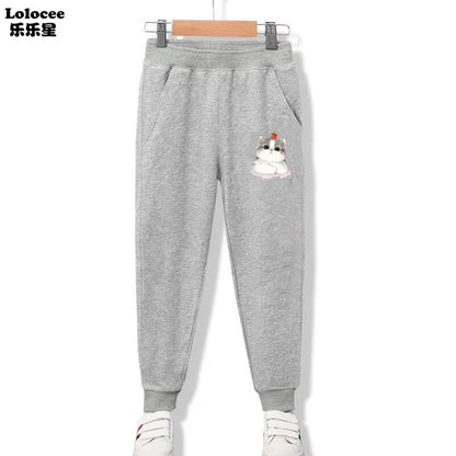 3-14 Years Girls Spring Sport Pants Cotton Comfortable Jogger Pants Children Birthday Present Rabbit Ear Print Trousers