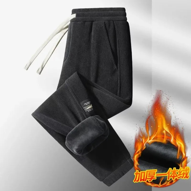 Corduroy Men's Thick Casual Pants Outdoor Warm Fashionable Stretch Sports Pants Joggers Comfortable Bound Feet Sweatpants