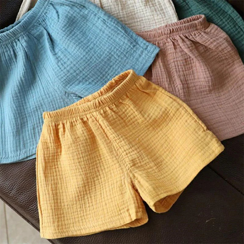 Baby Cotton Linen Shorts Summer New Children's Five-point Pants Boys Girls Thin Breathable Short Pants Girls Boy Clothing