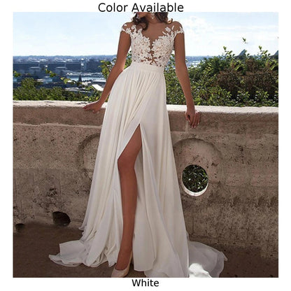 Formal Elegant Party Dresses Floral Lace White Wedding Chiffon Evening Party Ball Gown Female Women\'s Dress Vestidos