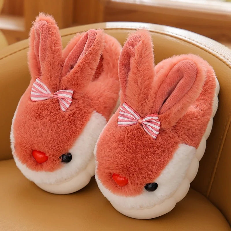 Winter Kids Slippers Toddler Girls Animal Cat Flip Flop Plush Parent Slides Baby Boys Indoor Shoes Warm House Children Slippers