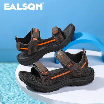 Summer Beach Water Children Sandals Fashion Shoes Lightweight Non-slip Soft Bottom Shading Leather Boys Comfortable