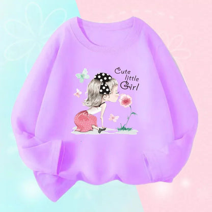 Cute Strawberry Milk Girls Graphic t shirts Juice Kids Cartoon Long Sleeve T-shirt Children’s lollipop Printed Clothes