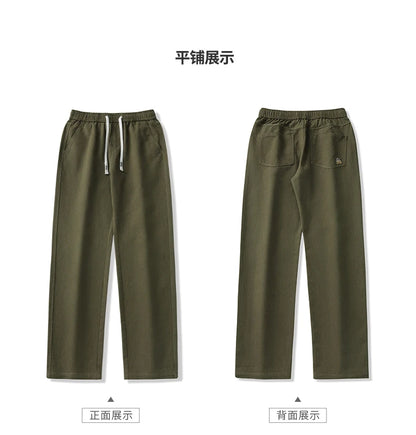 HIQOR Men Casual Pants Fashion Jogger Pant Loose Straight Wide Leg Trousers Cotton Vintage Cargo Pants Man Solid Streetwear Men