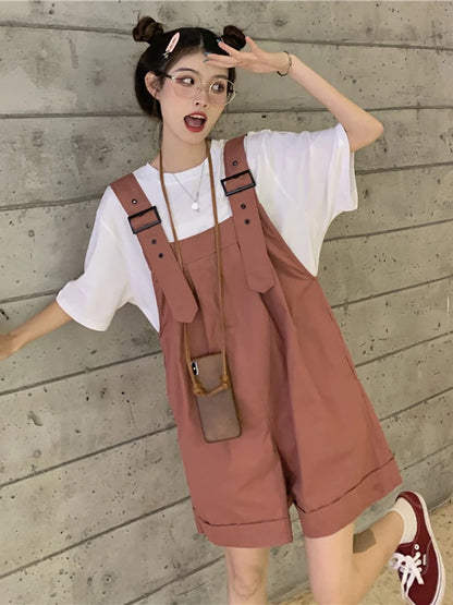 Playsuits Woman Wide Leg Overalls 2023 Spring Summer Sleeveless Adjustable Strap Jumpsuits Elegant Korean Harajuku Rompers