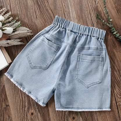 Summer Denim Shorts for Girls Pants Teenagers Trousers Short Jeans Children Clothes Baby Kids Vestidos 6 7 8 9 10 11 12 13 Years