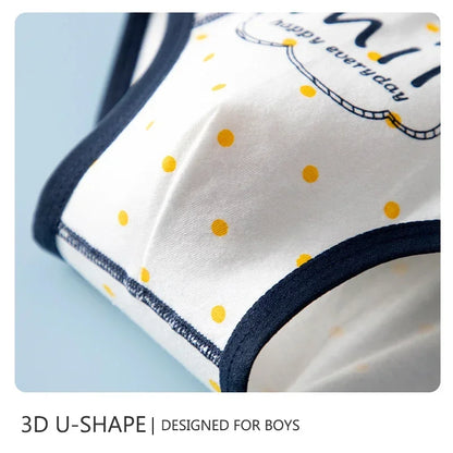 4PCS Cotton Children Boys Boxer Briefs Cartoon Print Kid Underwear Boy Panties Shorts Breathable Toddlers Underpants Age 3-8