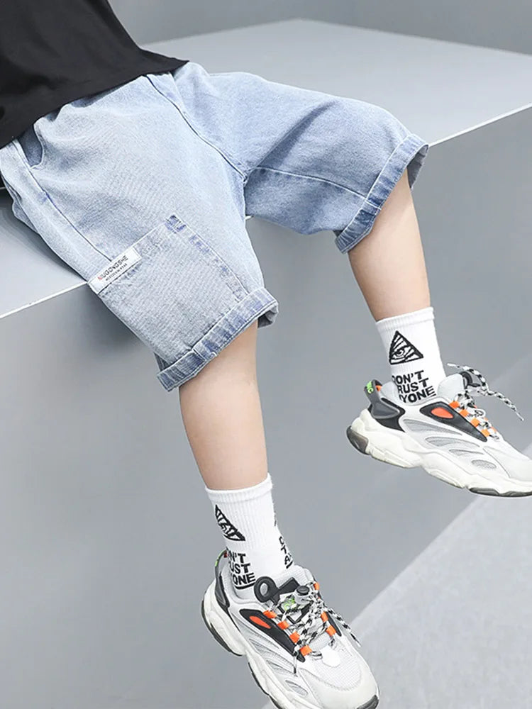 Boys light denim shorts loose fit light summer