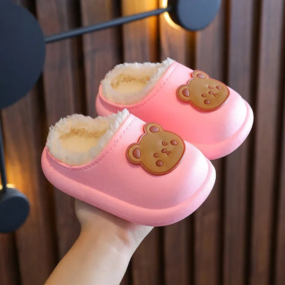 Baby Warm Cotton Slippers Winter Kids Waterproof Home Slippers for Girls Cartoon Bear Toddler Boy Indoor Slides Pantufa Infantil