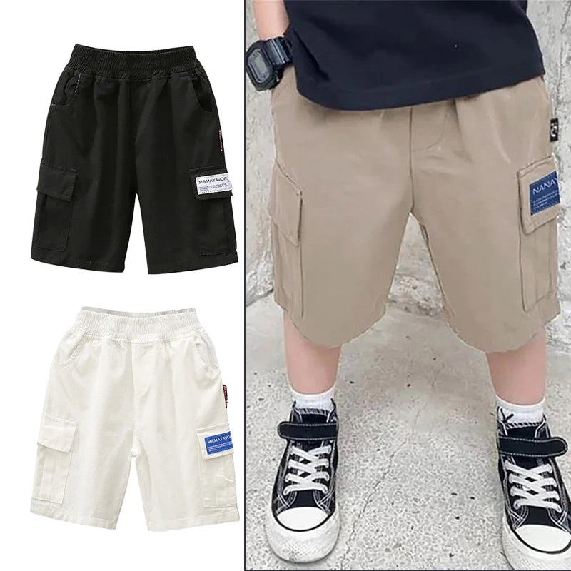 Kids Summer Cargo Pants Shorts For 2-12T Child Elastic Trouser Boy Summer Pants Teen Loose Pants Boys Shorts Sweatpants 남아 여름 바지