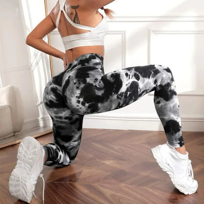 Gutashye Tie Dye Sport Leggings Women Gym Yoga Seamless Pants Sportswear Clothes Stretchy Hip Fitness Legging Activewear