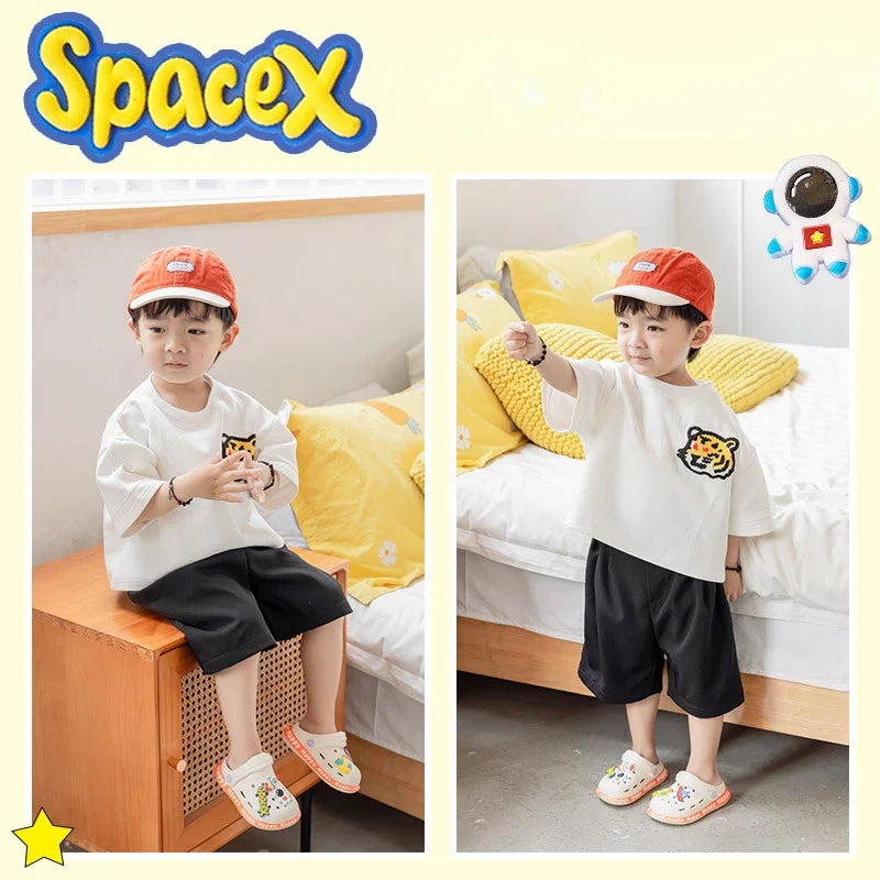 Kids Sandals Hole Children's Shoes Slippers Soft Anti-Skid Cartoon DIY Design Hole Baby Shoes Sandy Beach For Boys Girls