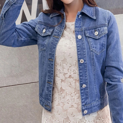 New Women's Denim Jacket Spring and Autumn 2022 Casual Short Denim Jacket Women's Korean Version Solid Color Jacket Clothes