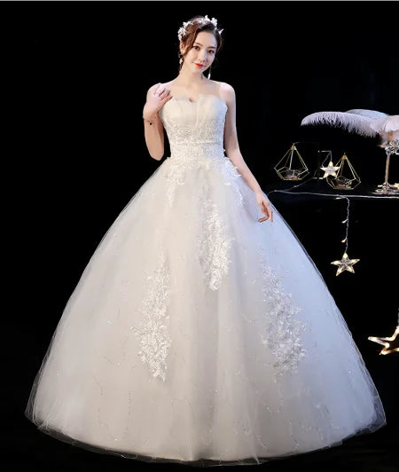 HMHS-43#Boat Neck Wedding Dress Ball Gown Lace Up Wholesale Party New In 2024 Cheap Items With Free Shipping Custom Plus Size