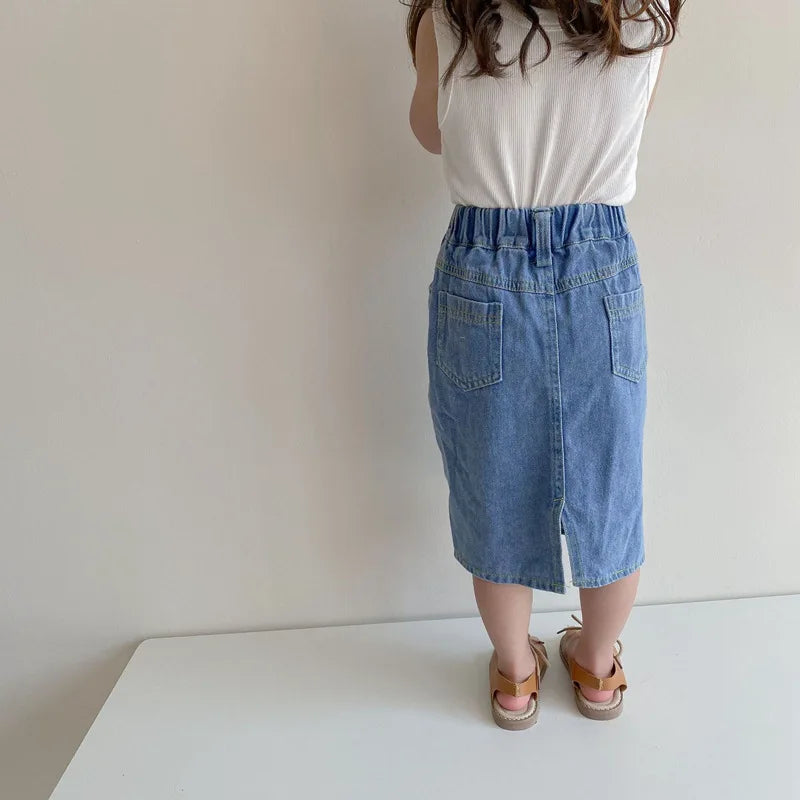 2024 Summer Autumn Girls Long Casual Jeans Skirt