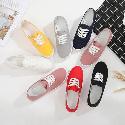 2024 New Loafers Flat Shoe Sneakers for Women Shoes Breathable Women's Casual Female Comfor Sneakers Lace Up Solid Color