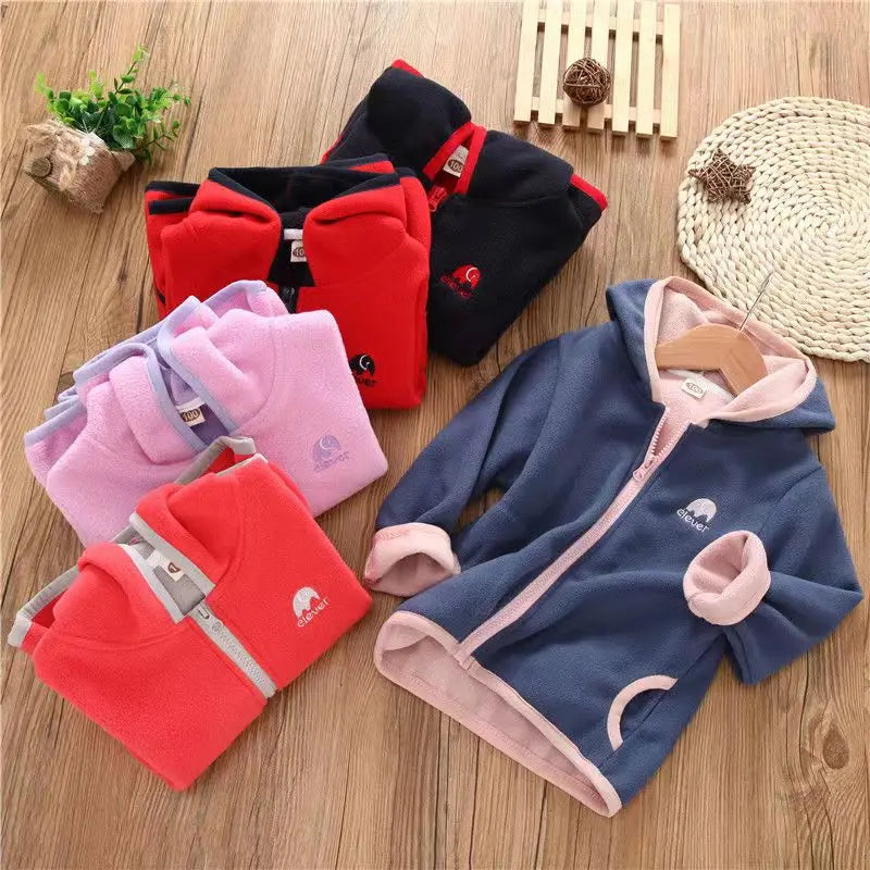 2024 Kids Girls Jacket Coats Autumn Winter Soft Polar Fleece Hoodies Jacket Boys Coat Warm Children Outwear Teen 4 6 8 10 Years